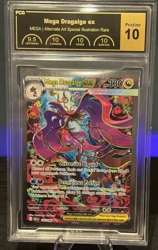 Mega Dragalge ex Special Illustration Rare alternate art card from Chaos Rising in a graded Pristine 10 slab