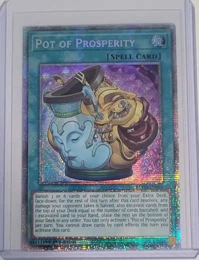 Pot of Prosperity Secret Rare 1st Edition Yu-Gi-Oh spell card from Blazing Vortex